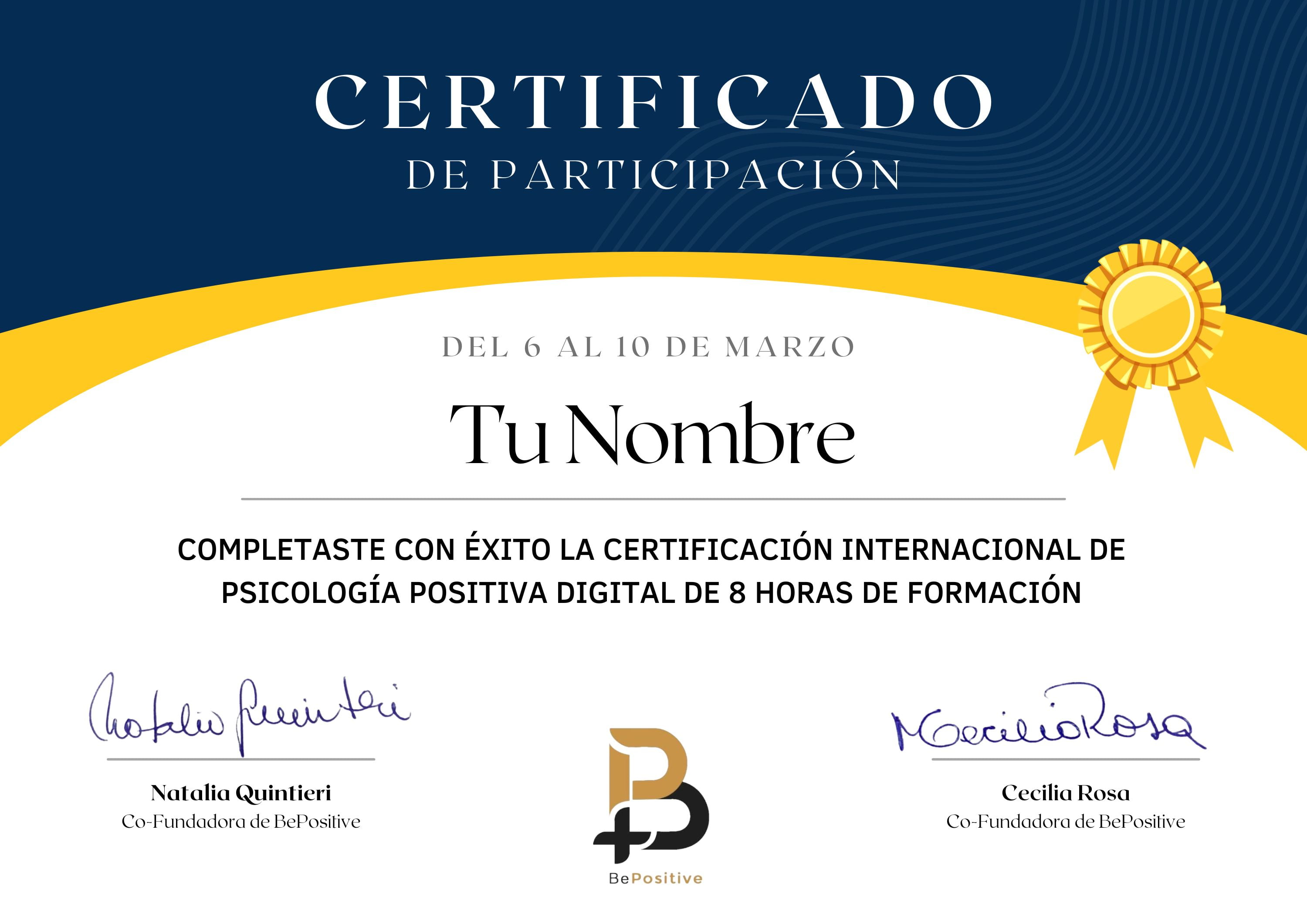 Temario CertificaciÓn Internaciona De PsicologÍa Digital Psicológs Bepositive 7799